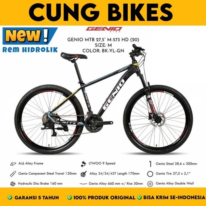 SEPEDA GUNUNG 27.5 INCH MTB GENIO M-573 ALLOY REM HIDRAULIC 3X9 SPEED FDGDF34545