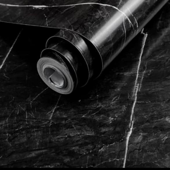 

✺ stiker marmer marble glossy - Marmer Hitam ✹