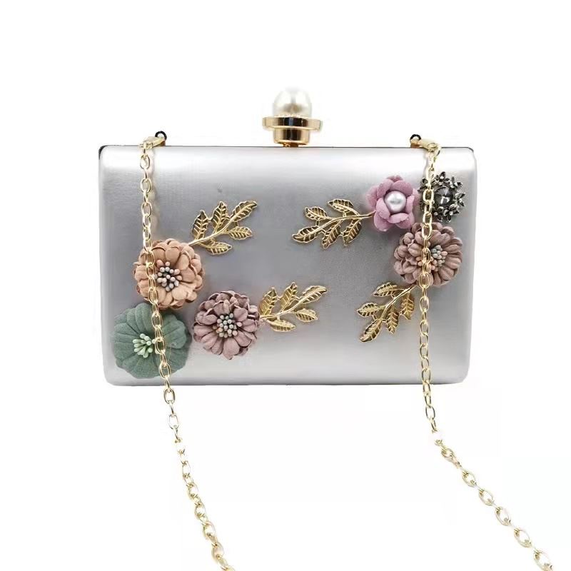 BJ270099 - BLACK/GOLD/PINK/RED/SILVER/WHITE/WINE - TAS PESTA IMPORT CLUTCH SLEMPANG TALI RANTAI MOTIF BUNGA ELEGAN STYLISH FASHION WANITA CANTIK TERMURAH TERLARIS BAGSTORE JAKARTA JT70099