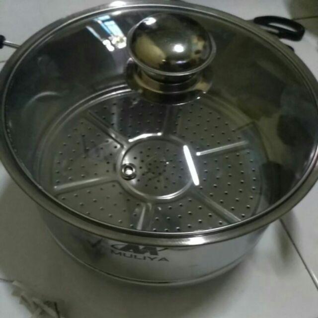 Dandang Steamer Kukusan Stainless Muliya Tutup Kaca 24 Cm