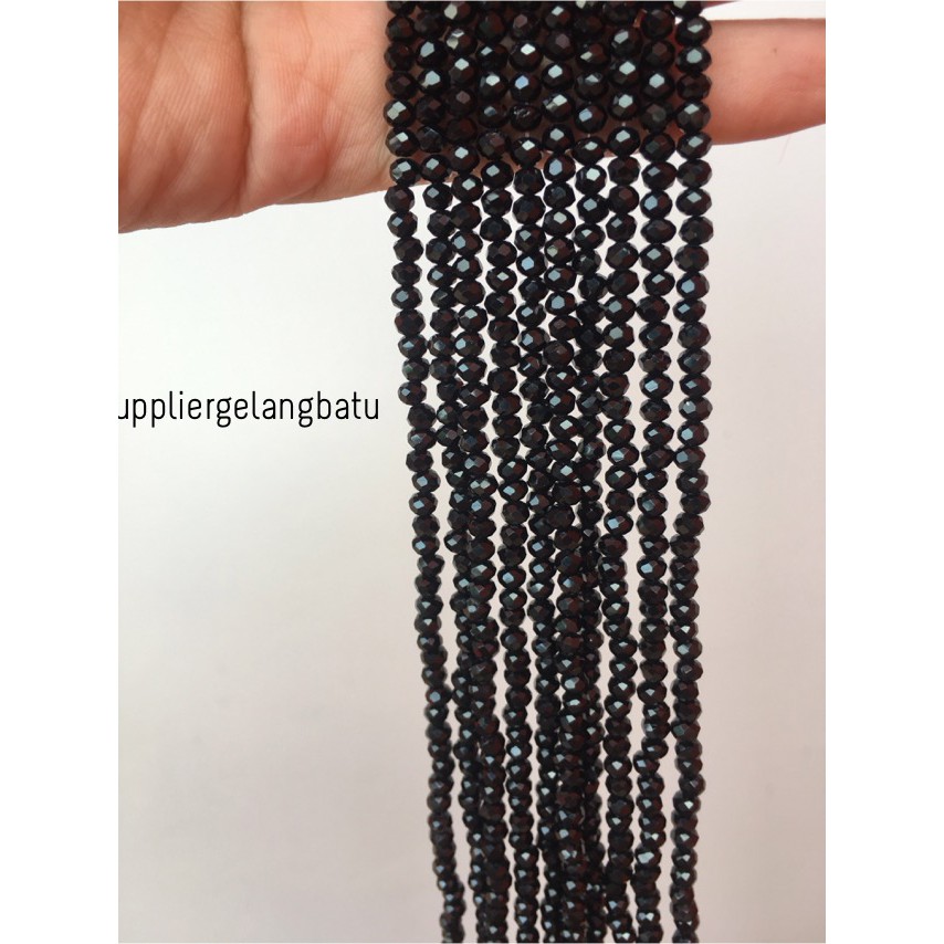 Crystal Ceko Doft 4mm hitam bahan aksesoris beads manik donat rondel kristal manik perhiasan emas