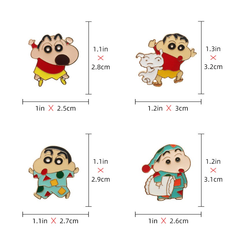 Bros Bentuk Kartun Crayon Shin-Chan Bahan Alloy Untuk Tas Dan Pakaian