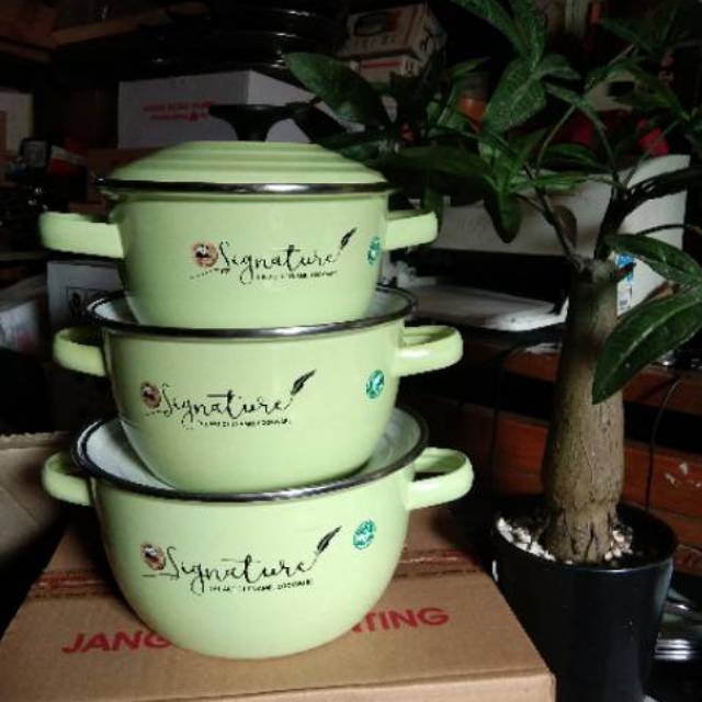 Panci Set Enamel Signature (20,22,24) Panda Maspion