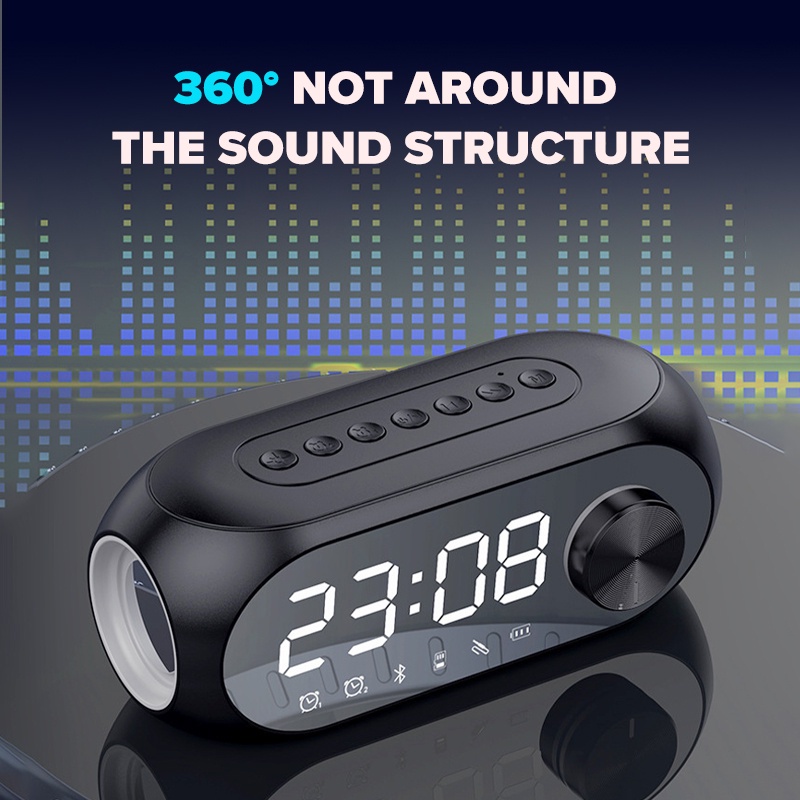 2022 NEW S8 Wireless Bluetooth Speaker Super Bass Stereo HIFI Audio Subwoofer Alarm Clock Speaker Smart Bluetooth Speaker