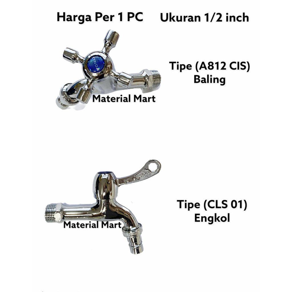 Keran Taman Onda 1/2 Inch | Kran Tembok 1/2&quot; | Keran Onda Babet ASLI | Material Mart