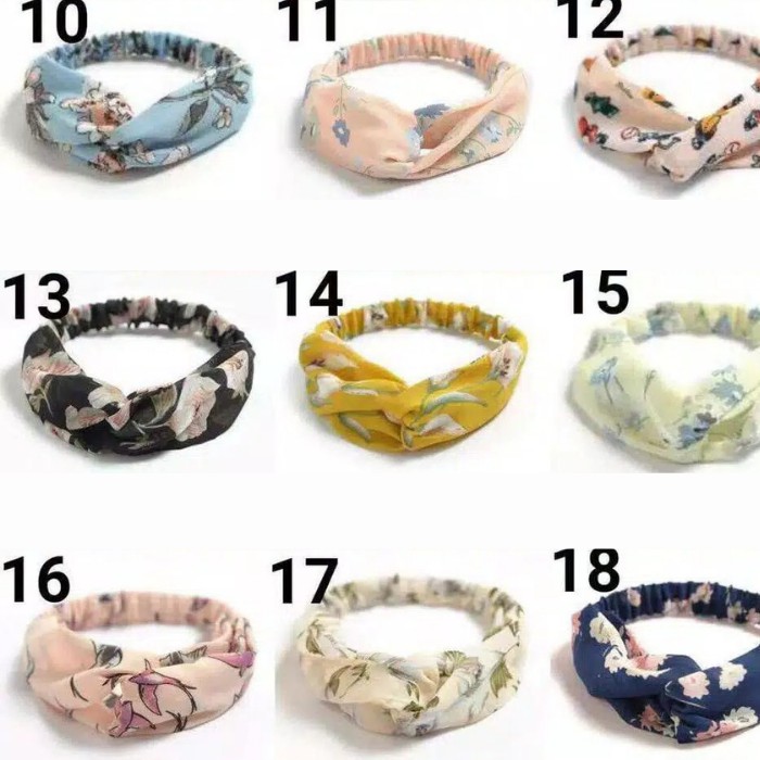 BANDO KOREA KEKINIAN MOTIF BUNGA BENDO WANITA DEWASA IKAT RAMBUT PEREMPUAN A4