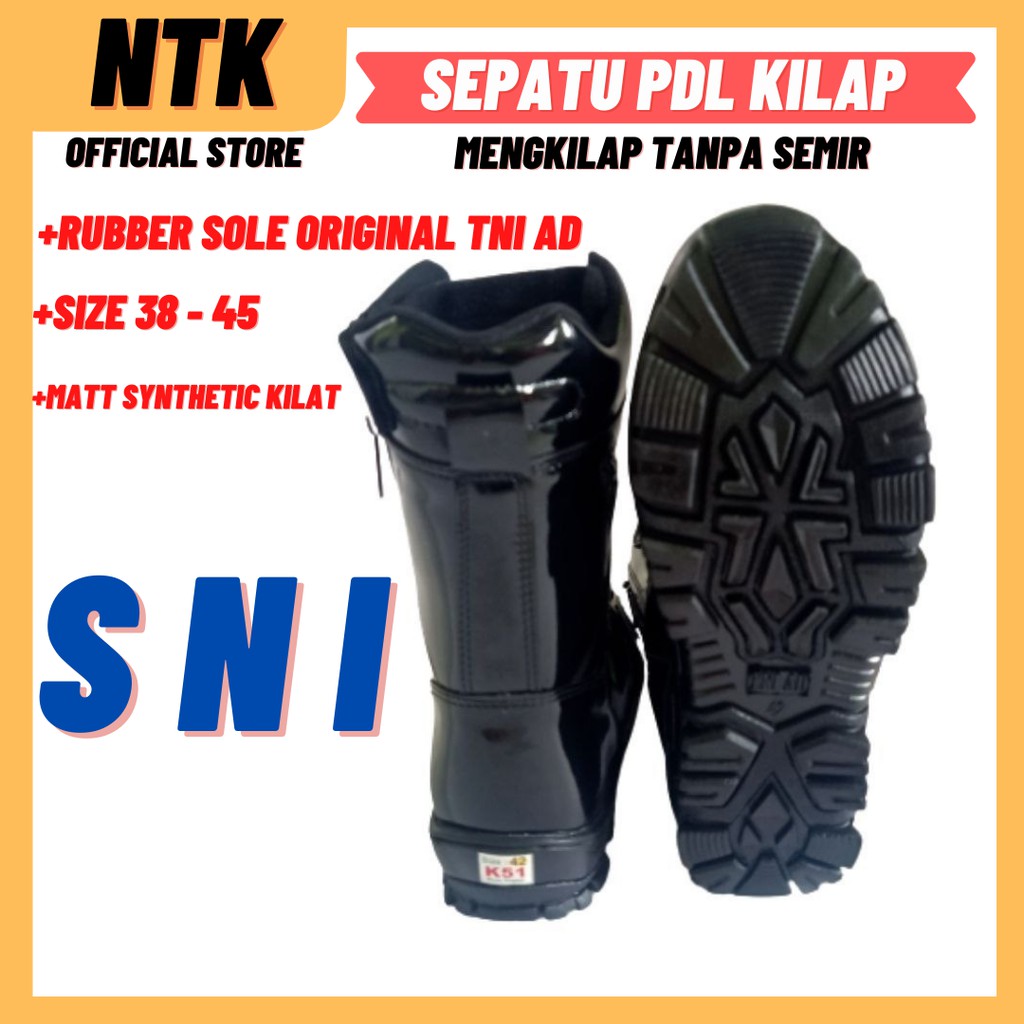 Sepatu PDL Hitam Mengkilap Dinas Tni Polri Satpam Security Banser Anti Semir - Boot LB02