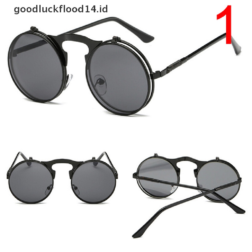 [OOID] Fashion Retro Vintage Gothic Round Flip Up Sunglasses Steampunk Glasses New ID