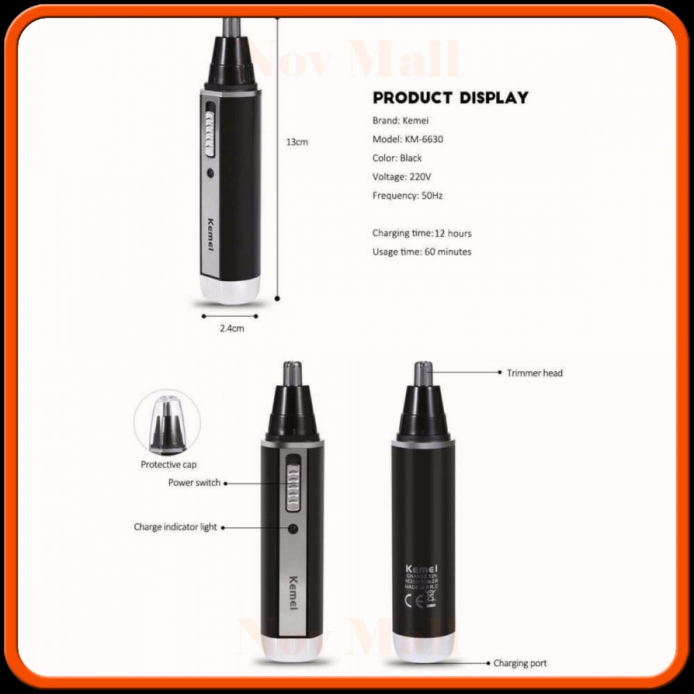Alat Cukur Elektrik 4 in 1 Nose Ear Eyebrow Trimmer - KM-6630