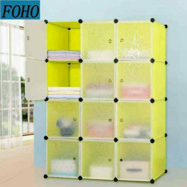 LEMARI BAJU ANAK KABINET PLASTIK 12 BOX PINTU POLOS