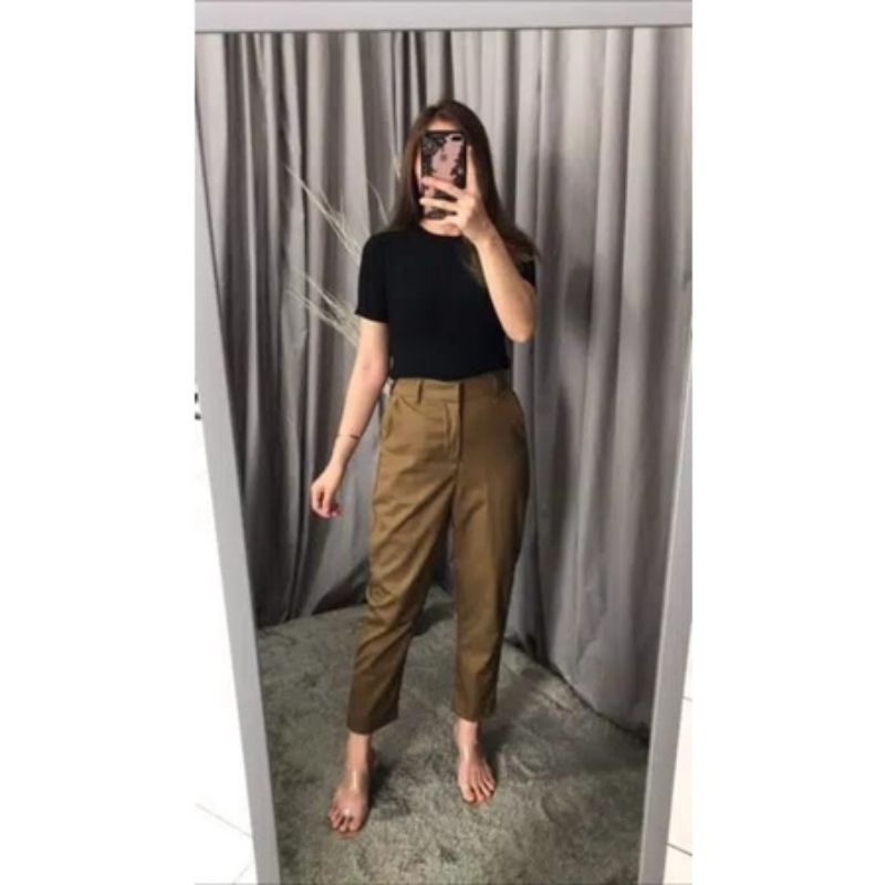 Berlin Ankle Crop Pants Celana Chino Wanita Korea Cropped