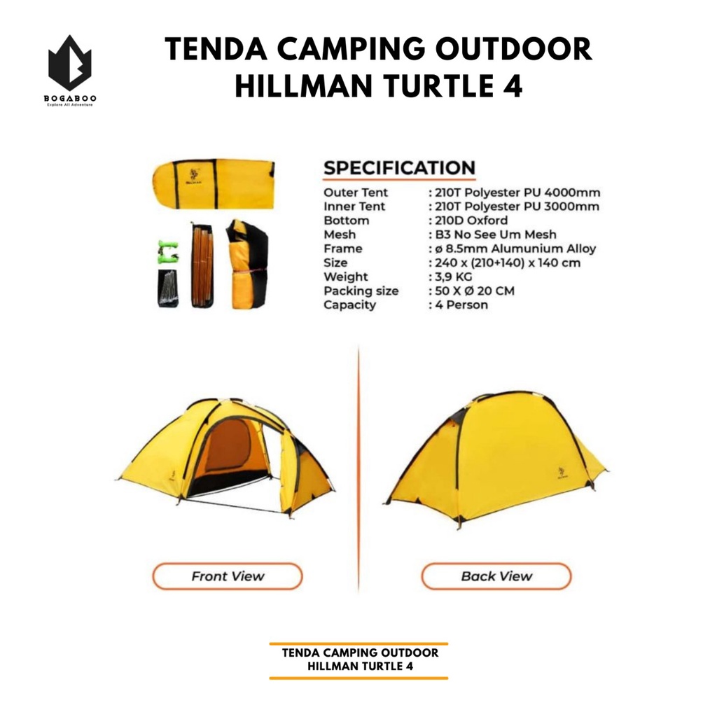 Tenda Hilman - Hilman Turtle 4 - Tenda Outdoor - Tenda Camping - TENDA DOUBLE LAYER