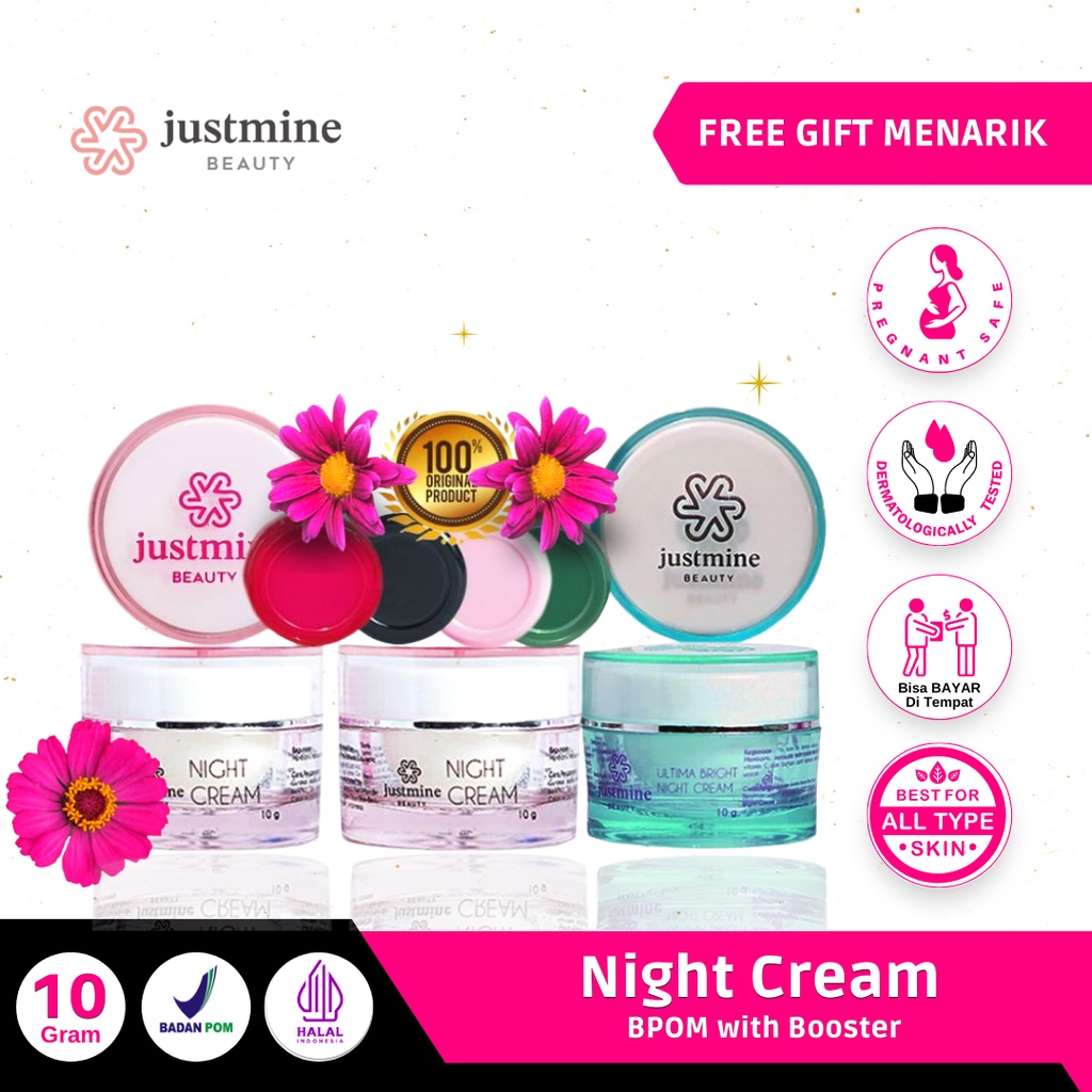 Justmine Beauty Night Cream BPOM with Booster All Varian Series | Cream Malam Justmine