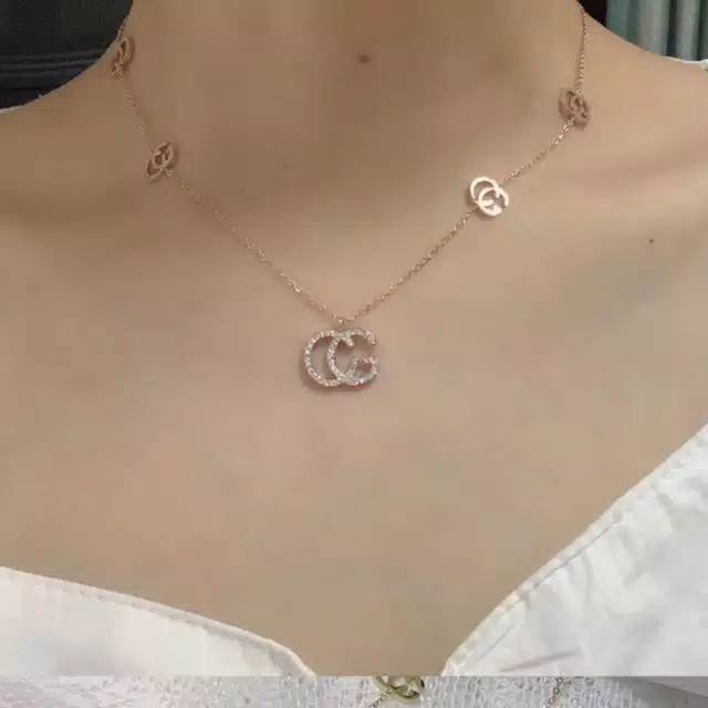 Kalung titanium anti karat guccy terbaru /kalung titanium impor/anti karat anti luntur asli titanium