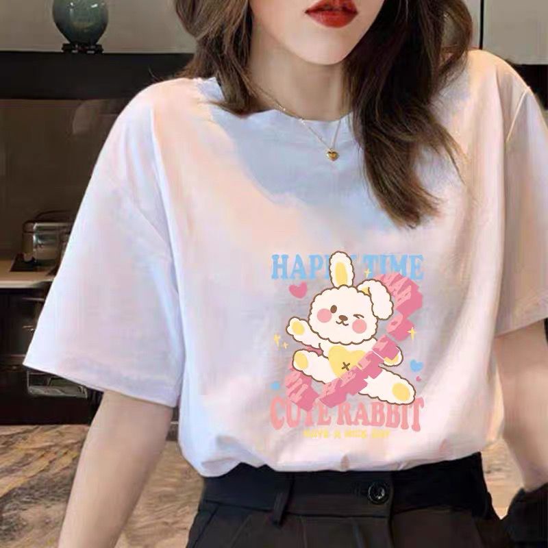 THISTLE - Oversize Tee Tshirt Wanita Model Longgar Motif Cute Rabbit