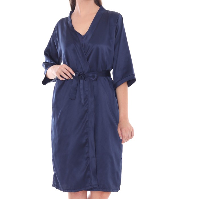 600624-Cynthia Kimono Set Satin Polos - Darkblue #98
