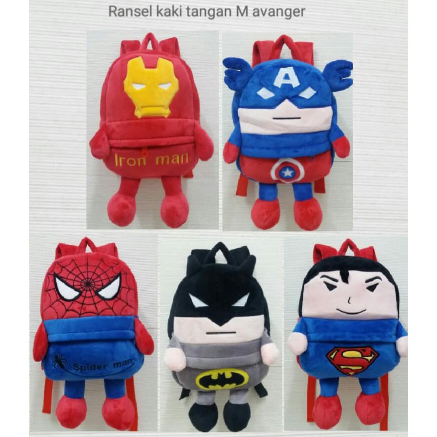 Tas Ransel Anak Cowok Avanger Batman Kapten Superman Spiderman ironman/Backpack Anak Paud/Kado Tas Anak/Tas Lucu