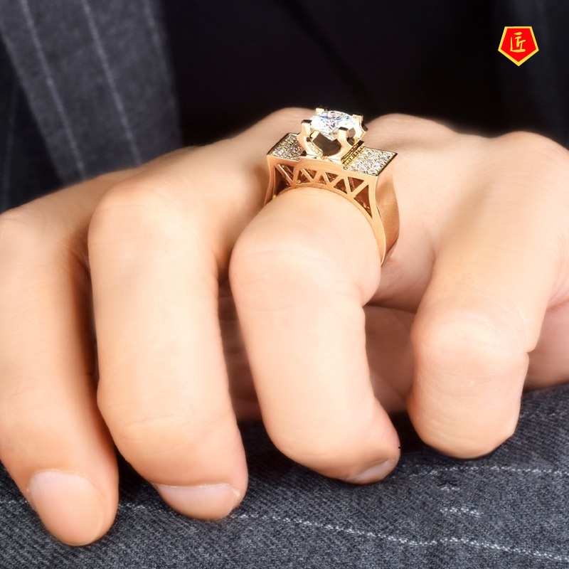 [Ready Stock]Noble Domineering 1 Karat Moissanite Ring Creative