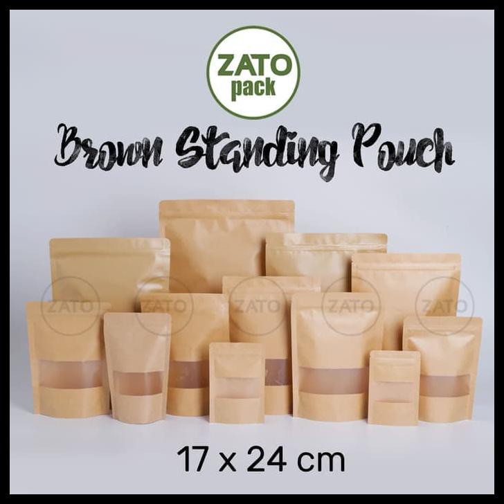 

17X24 KRAFT PAPER BAG BROWN STANDING POUCH ZATOPACK KEMASAN PACKAGING