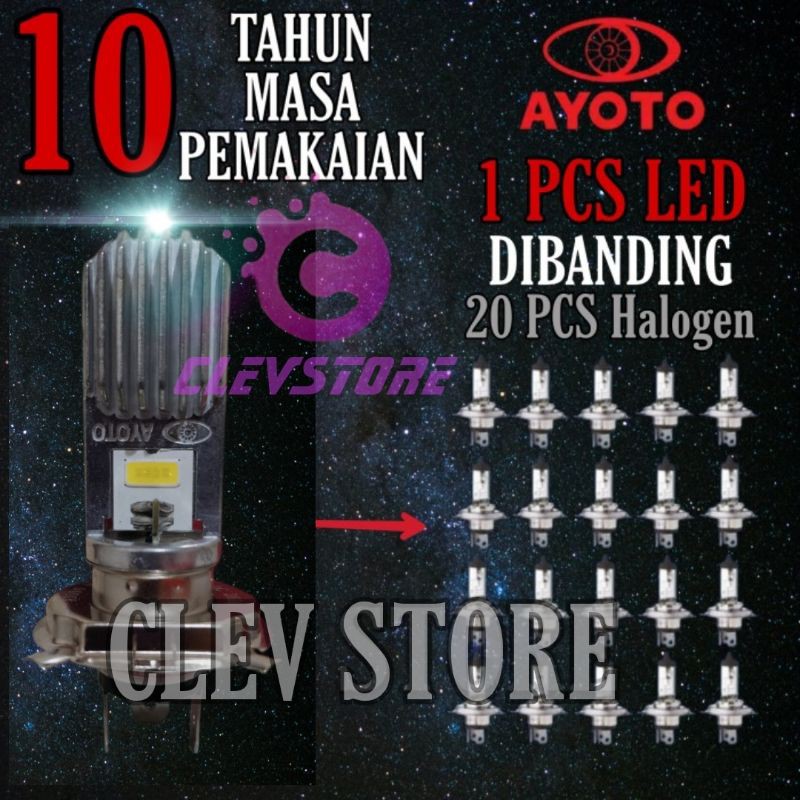 LAMPU LED motor AYOTO M3A headlamp H4 AC &amp; DC untuk Moge HI/LO