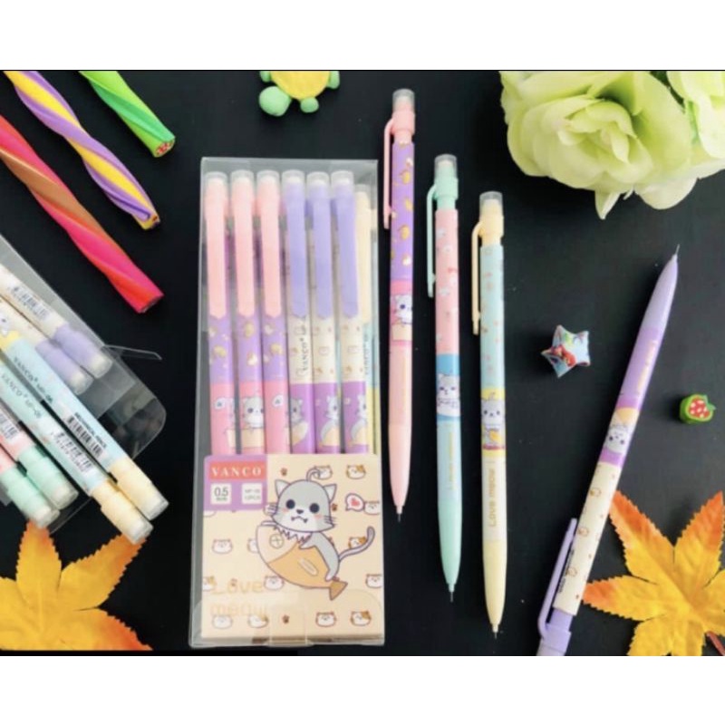 pensil mekanik 0.5 (1pak=12pc)/mekanik pencil/pensil isi kecil-A (Kucing)