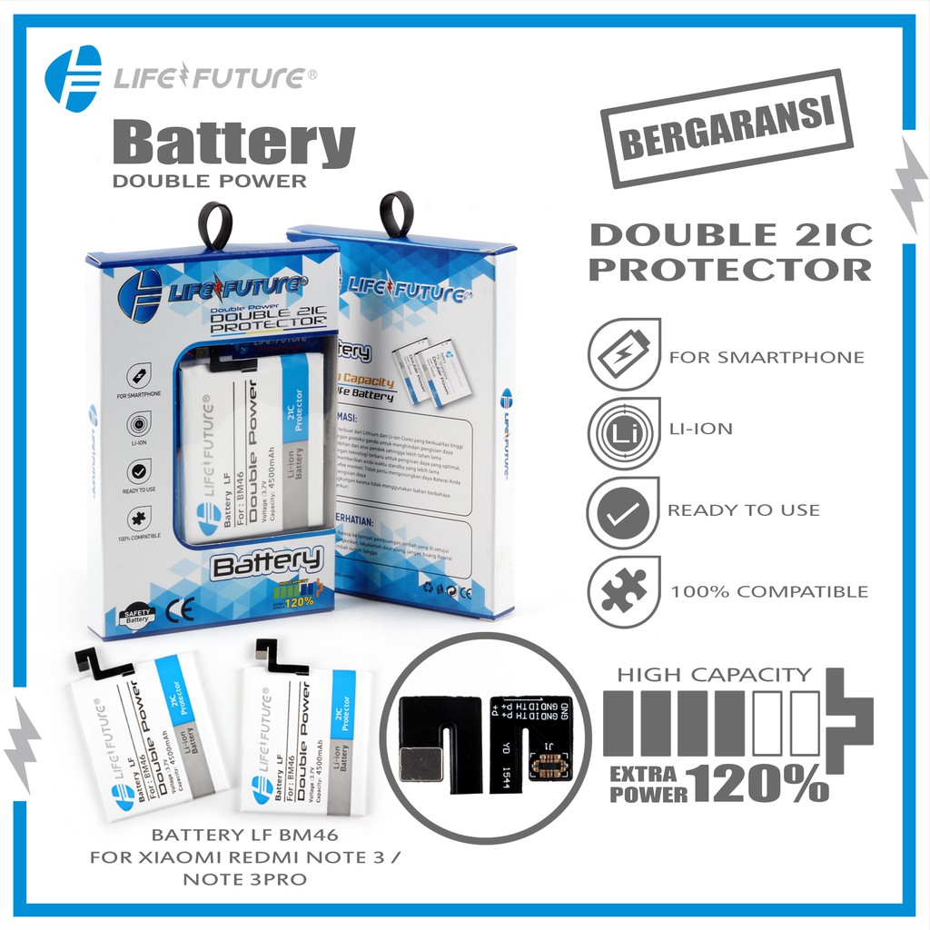 Baterai Double Power Xiaomi Redmi Note 3 / Baterai Double Power Xiaomi Redmi Note 3 Pro / Baterai Do