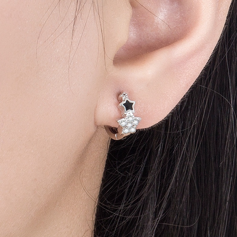 Anting Tusuk Gantung Bahan Sterling Silver 925 Desain Bintang Hias Kristal / Zircon Untuk Wanita