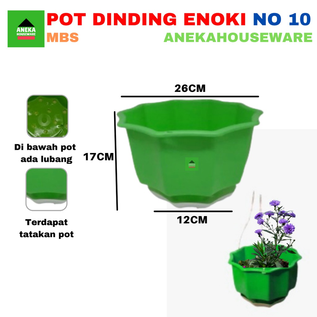 Anekahouseware Pot Gantung Dinding pot enoki + tatakan No 10