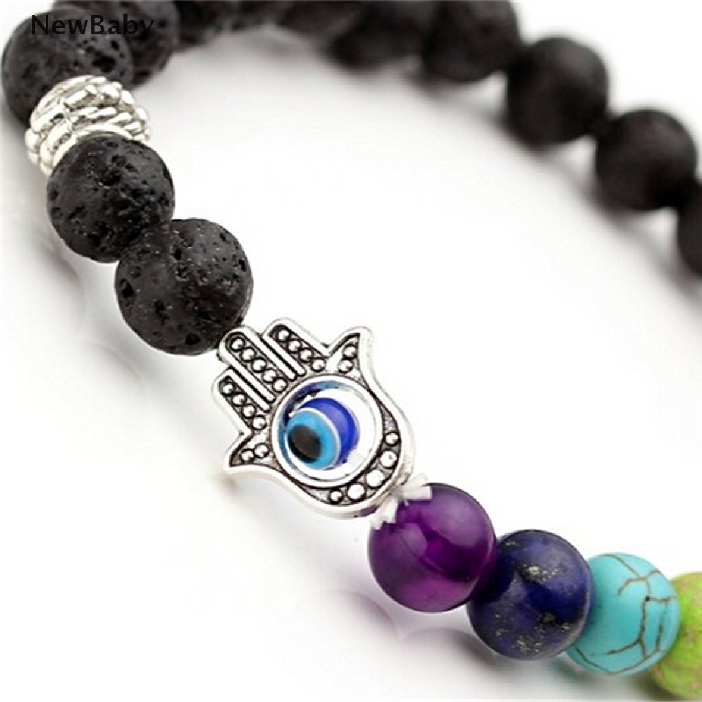 Gelang Tangan Batu Lava Kristal Chakra Reiki Healing Balancing Untuk Wanita