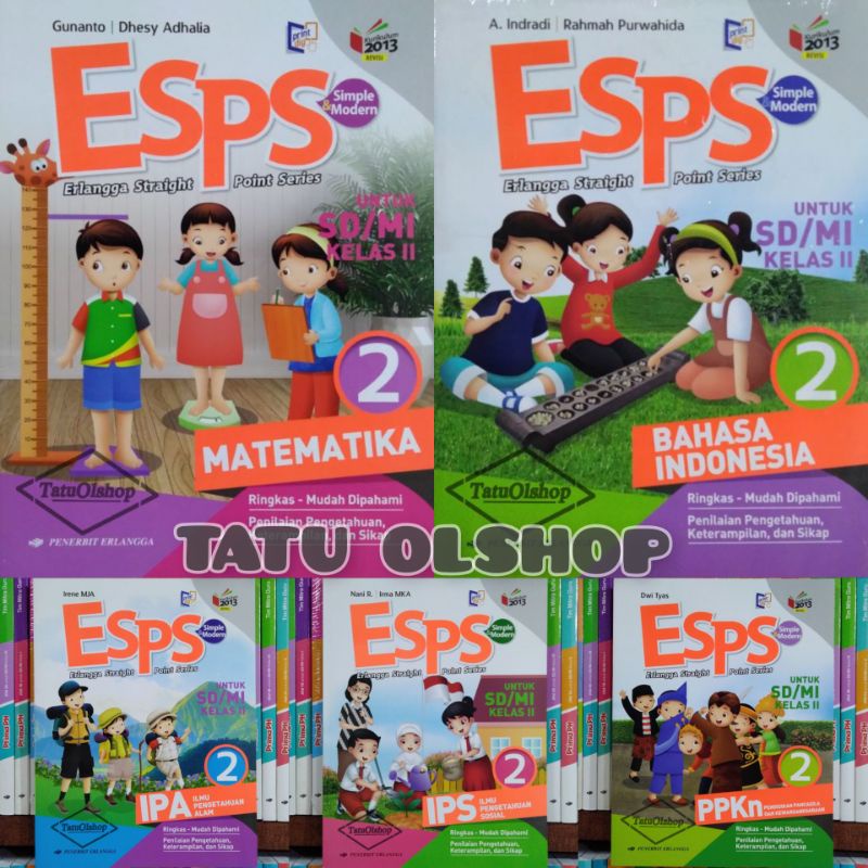 Buku Esps SD Kelas 2 Matematika B.Indonesia Ipa Ips PPKn Kurikulum 2013 Revisi Original Erlangga