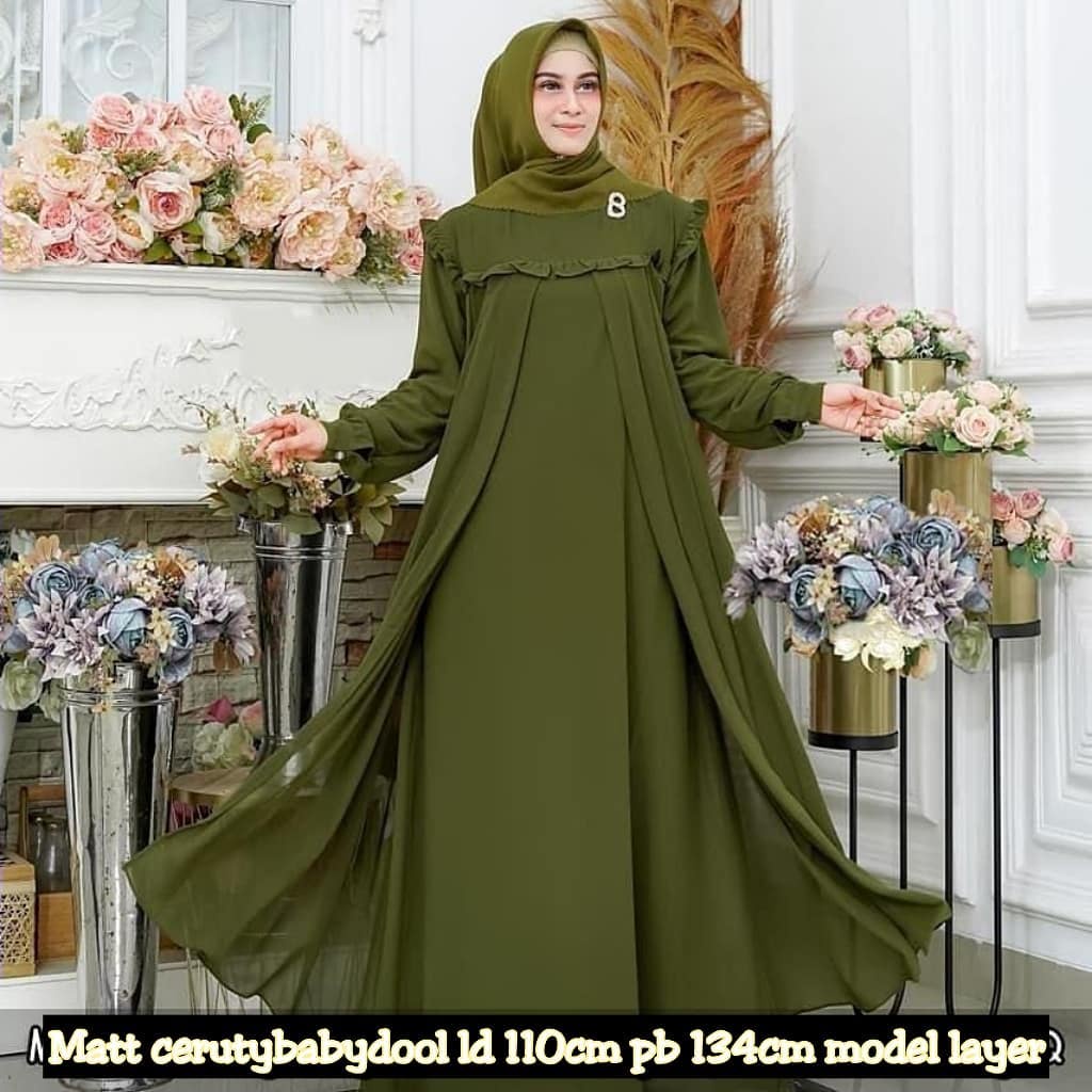 AYESHA MAXI DRESS Baju Wanita Pakaian Muslimah Dress Muslim BAHAN CERUTY BABYDOLL FULL PURING
