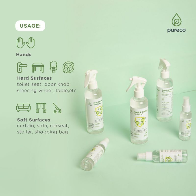 Pureco Hand &amp; Surface Sanitizer Spray 250ml - Pureco Hand Sanitizer Bayi - Pureco Antiseptic Baby - Antiseptik Bayi
