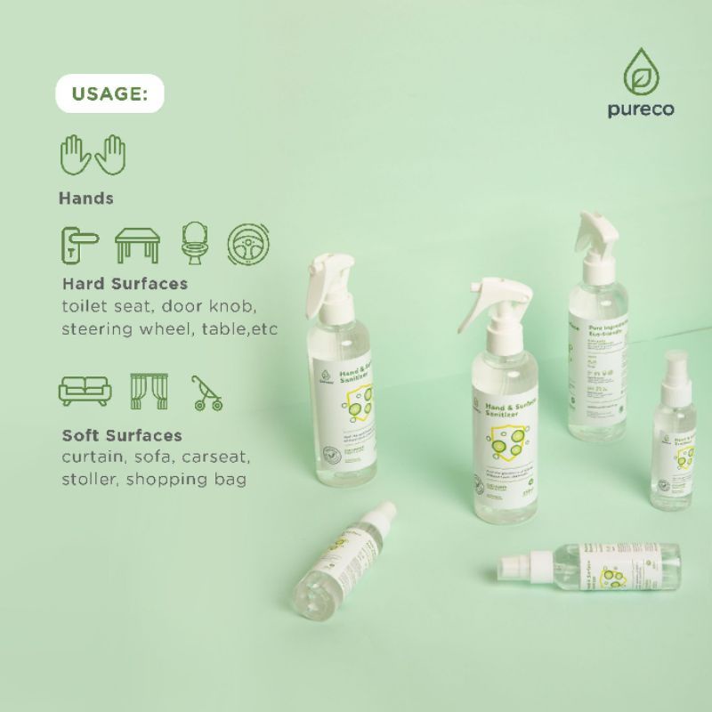 Pureco Hand &amp; Surface Sanitizer Spray 250ml - Pureco Hand Sanitizer Bayi - Pureco Antiseptic Baby - Antiseptik Bayi