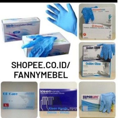 Nitrile Latex kemenkes isi 100 pcs / sarung tangan karet/ glove gloves handscoon/ sen