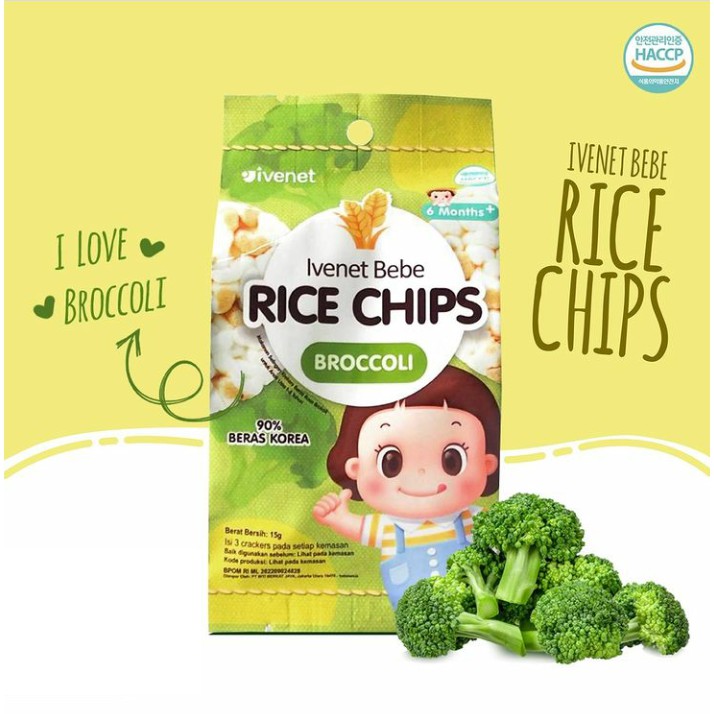 Ivenet Bebe Rice Chips Broccoli Snack Kreker Beras Rasa Brokoli 15g