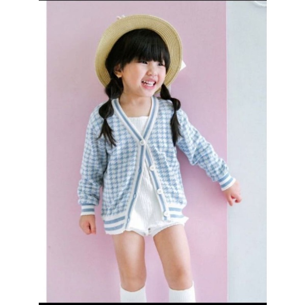 KARDIGAN ANAK MALIKIN/KARDIGAN HOUNDSTOOTH/3,4,SAMPAI 5 TAHUN/CARDIGAN ANAK