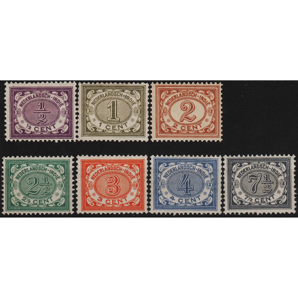 

Perangko Filateli #H38 - Netherlands Indies MH 7v 1902 - 1909 Numeral
