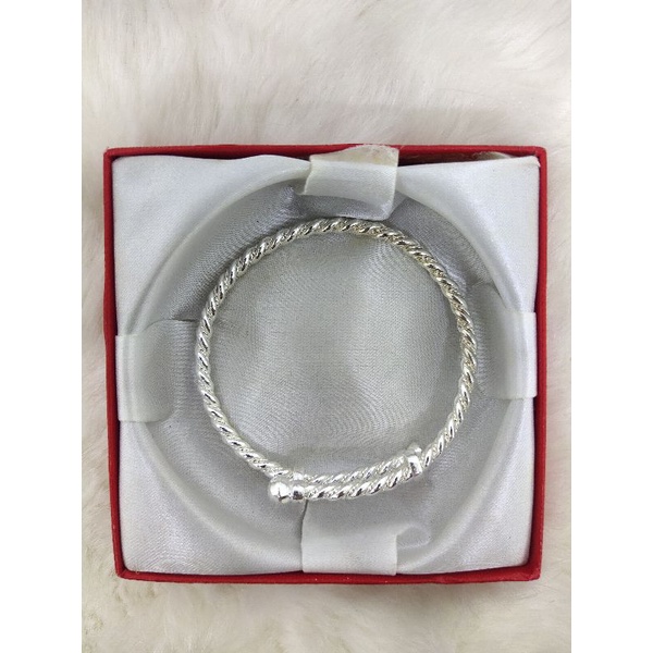 Gelang Lilit Tambang Lapis Perak Warna Emas Putih