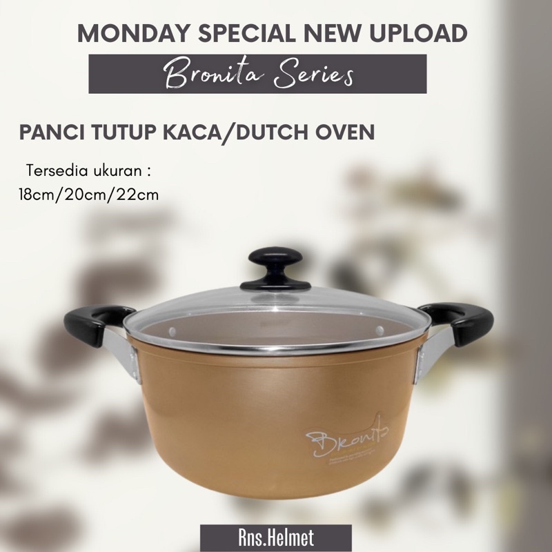 Panci Bronita Double Handle Tutup Kaca/panci tutup kaca/panci sayur tutup kaca bronita maspion