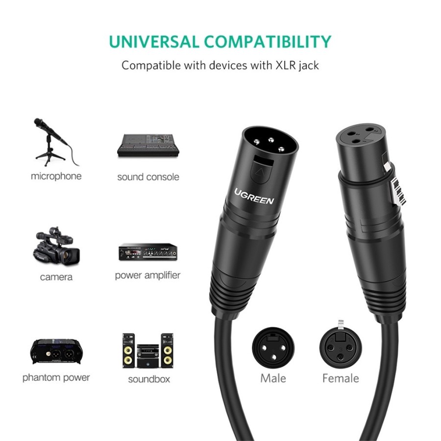 Jual Ugreen Xlr Cable Karaoke Microphone Kabel Xlr Male To Female