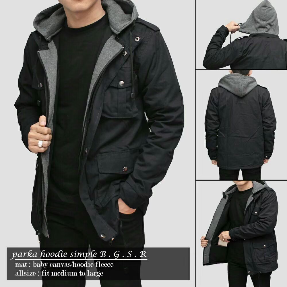 Jaket Parka Hoodie Simple Jaket Pria Terbaru Parka Hoodie Flecee New BGSR