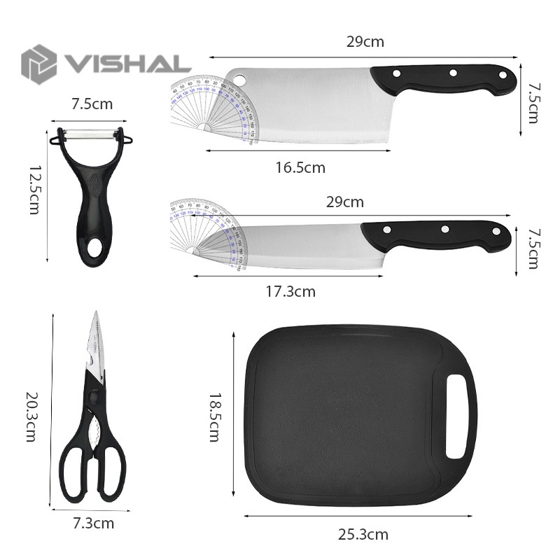 VISHAL PISAU SET 5 Pisau Talenan Set Knife Pisau Buah Pisau Pengupas  Pegangan Non-Slip / Talenan