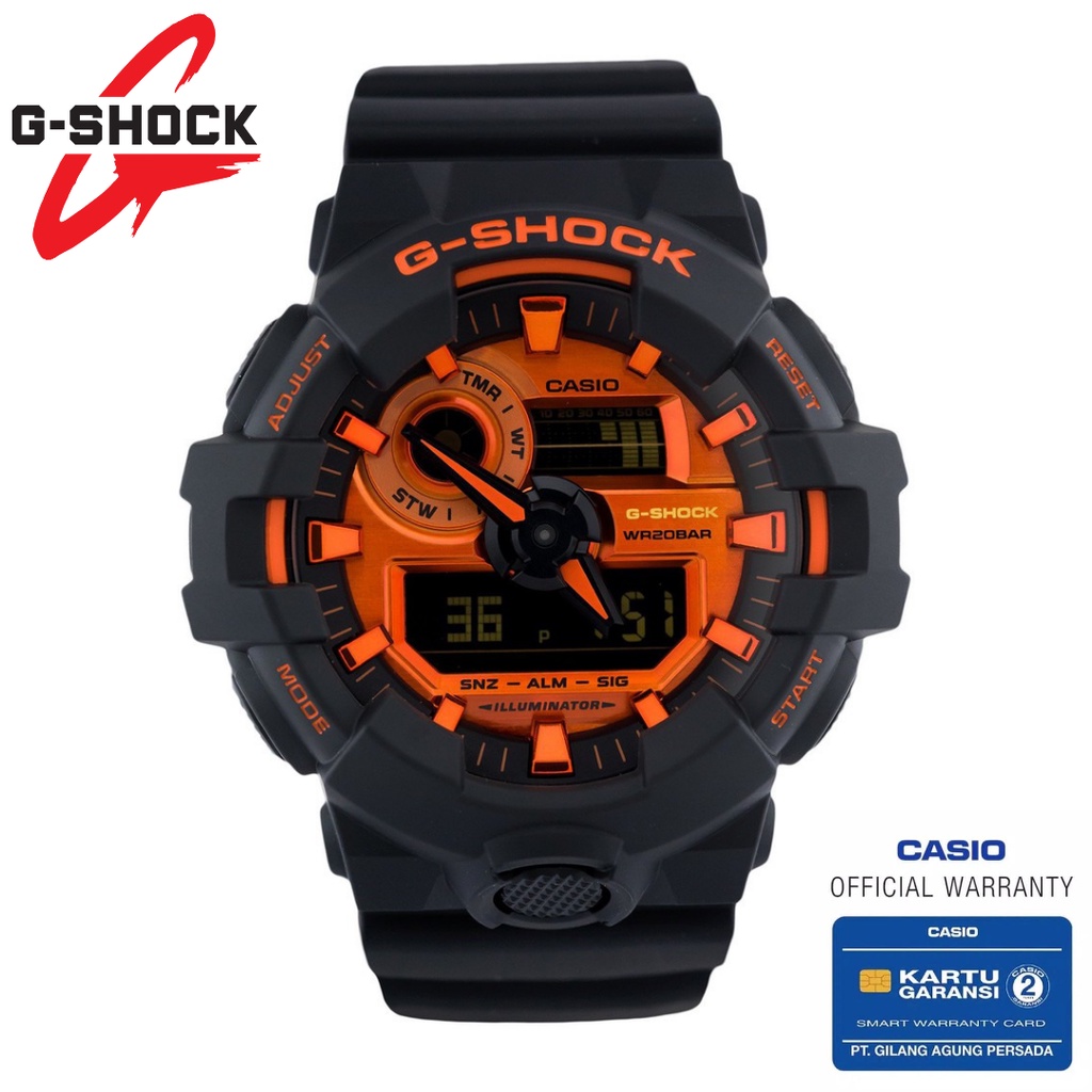 Jam Tangan Pria Casio G-Shock Original GA-700BR-1ADR Dual Time Rubber