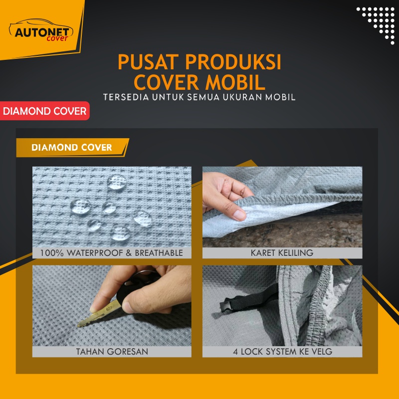 Body Cover Sarung Mobil 4 Layer 100% Waterproof Diamond Cover Krisbow