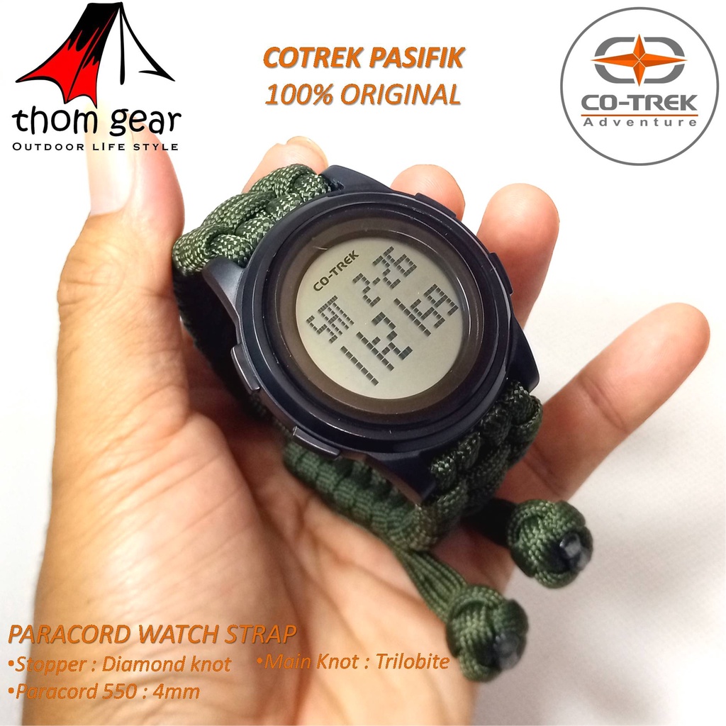 Cotrek Jam Tangan Sport Strap Paracord Survival Seri Pasifik Caco 0068 Outdoor Adventure Tactical Terbaru 2022 Waterproof Water Resistance 30 Meter Digital Dual Time Stopwatch Countdown Timer Backlight Original Ori Thomgear Jakarta Pare Pare