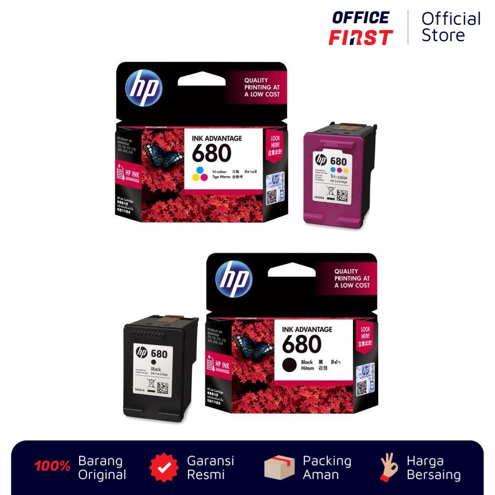 Tinta HP 680 Warna F6V26AA / untuk HP DeskJet ENVY OfficeJet Tri Color