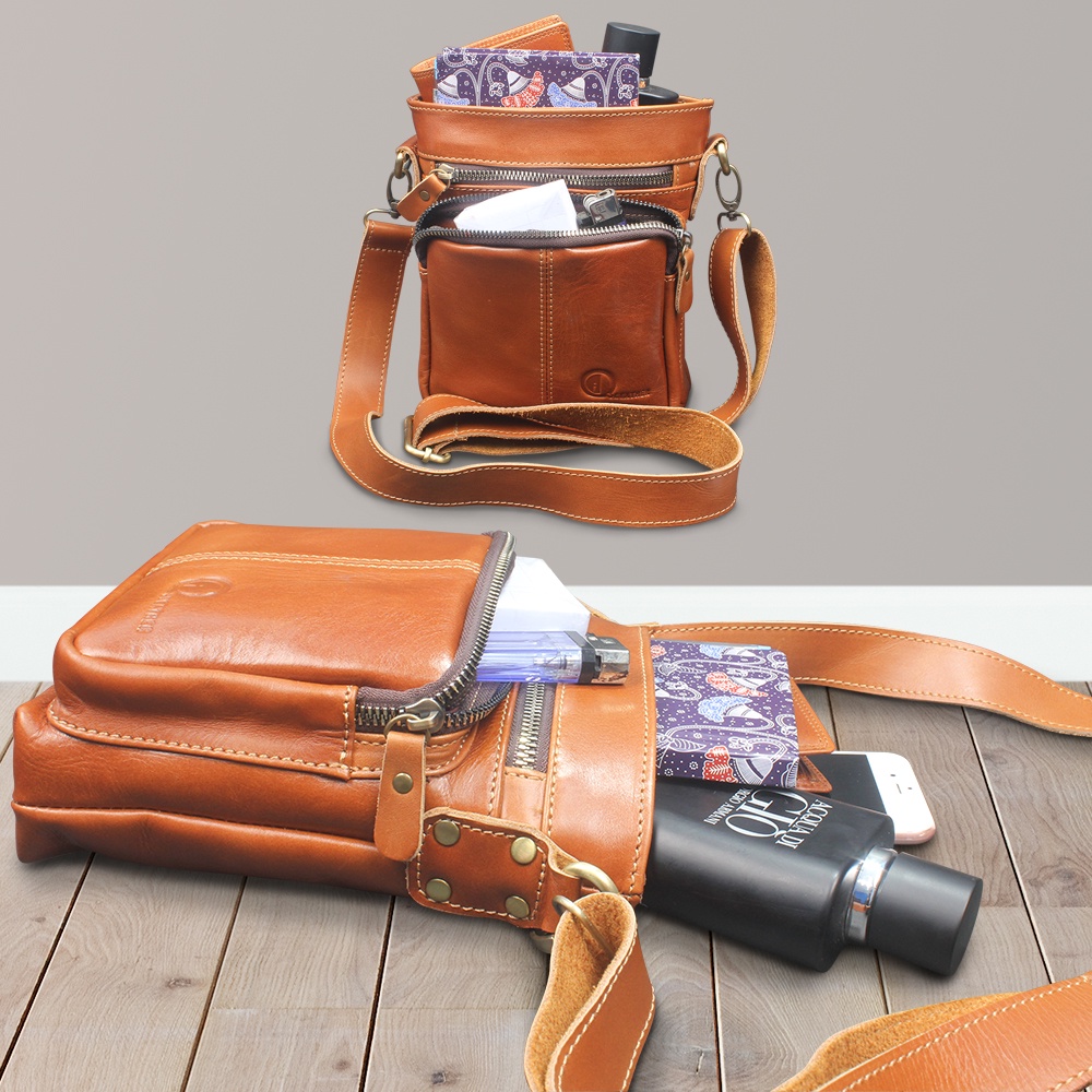 Tas Selempang Pria Kulit Sapi Asli Tas Slempang Pria Kulit SLING BAG 100% KULIT SAPI TC01 KUALITAS TERJAMIN MEMUASKAN