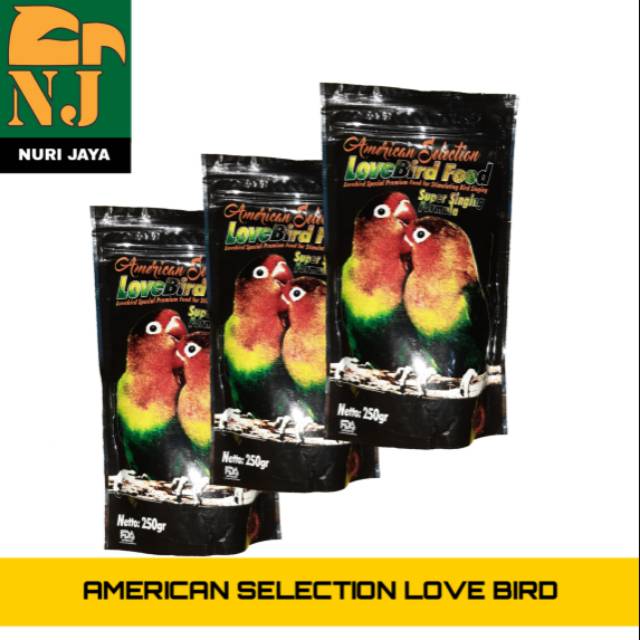 AMS AMERICAN SELECTION LOVE BIRD 250GR PAKAN IMPORT