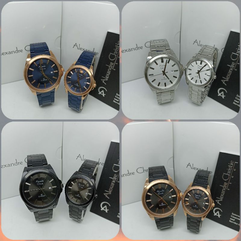 Jam Tangan Couple Alexandre Christie 8663 AC8663 AC Couple Tali Besi / Stainless steel