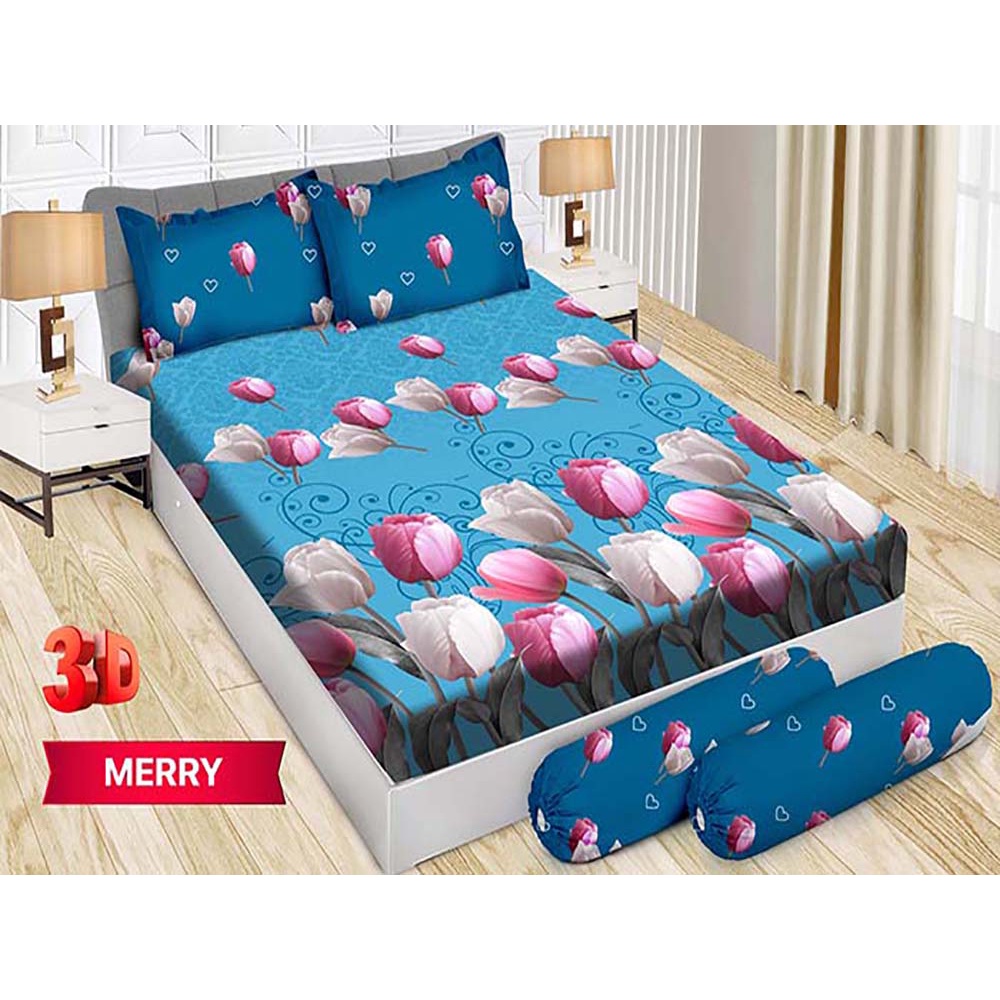 Sprei Bonita 3D Bantal 4 King 180x200 cm Motif Merry